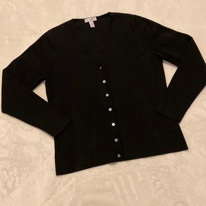 Charter Club V-Neck, cardigan sweater, mother of pearl buttons, medium, black